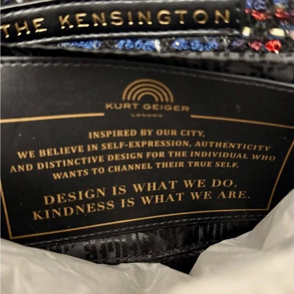 Kurt Geiger London Kensington Tweed Chain Shoulder Bag Multicolor Eagle Clasp - Picture 4 of 4